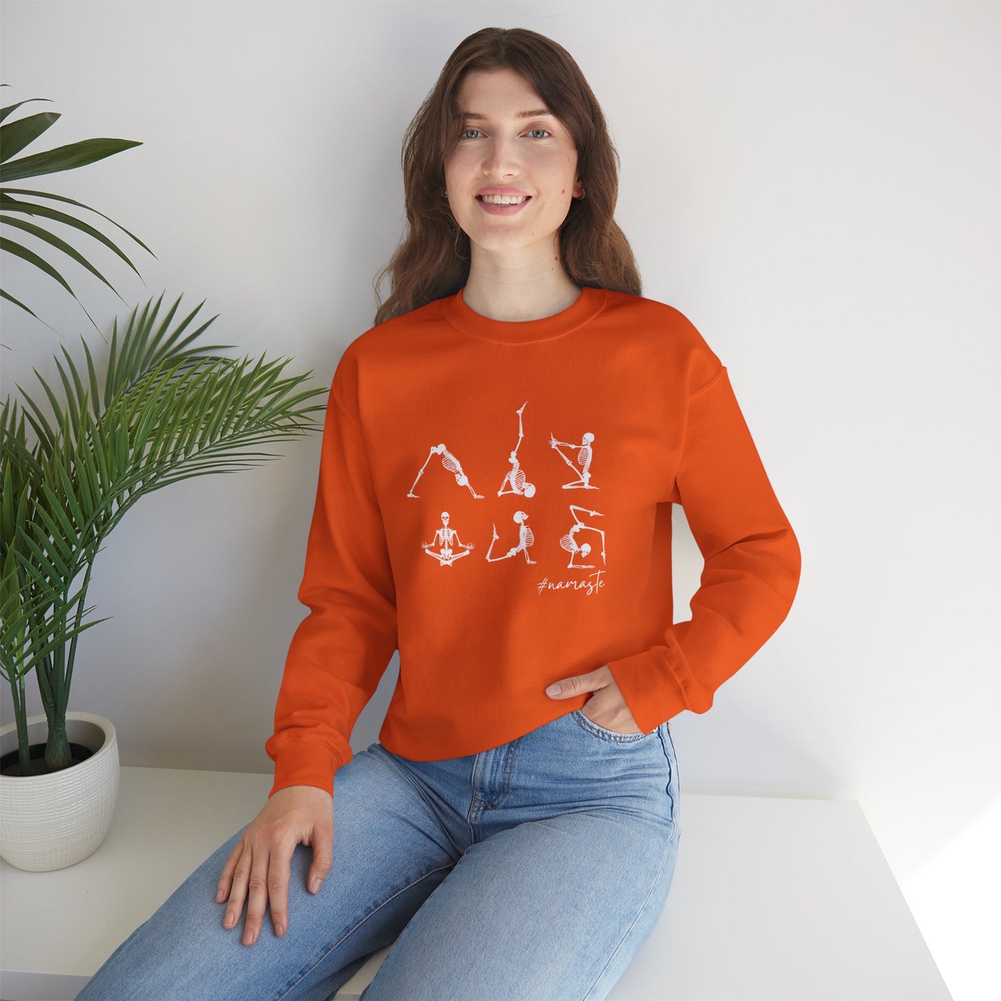 Halloween-Skeleton Yoga-Unisex Crewneck Sweatshirt