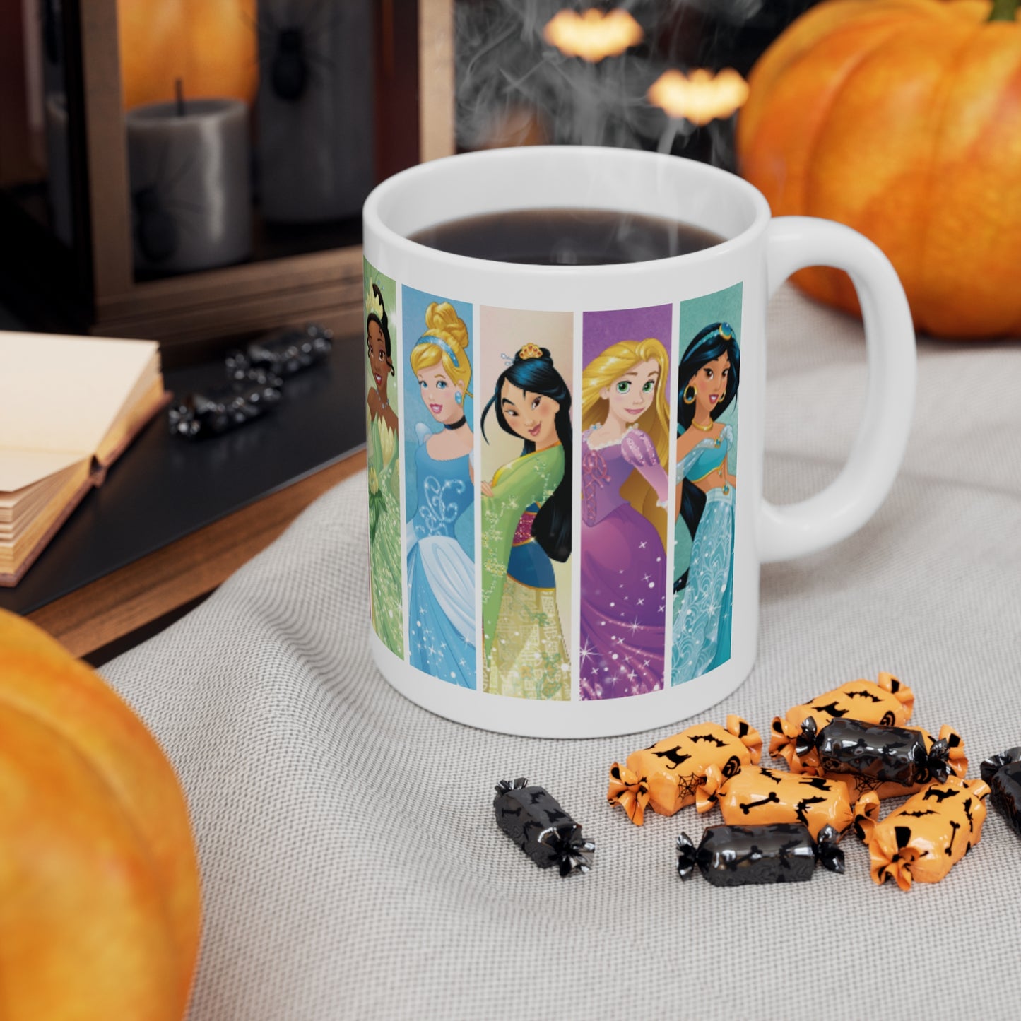 Disney Princess Ceramic Mug 11oz - Cinderella, Ariel, Belle, Pocahontas, Snow White, Merida, Tiana, Rapunzel, Mulan, Jasmine, Aurora