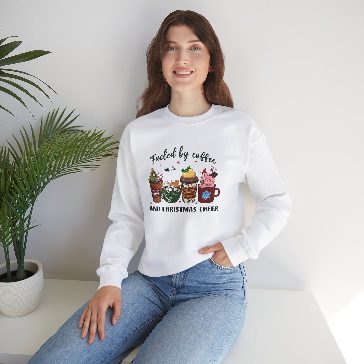 Fueled by Coffee and Christmas Cheer Crewneck Sweatshirt