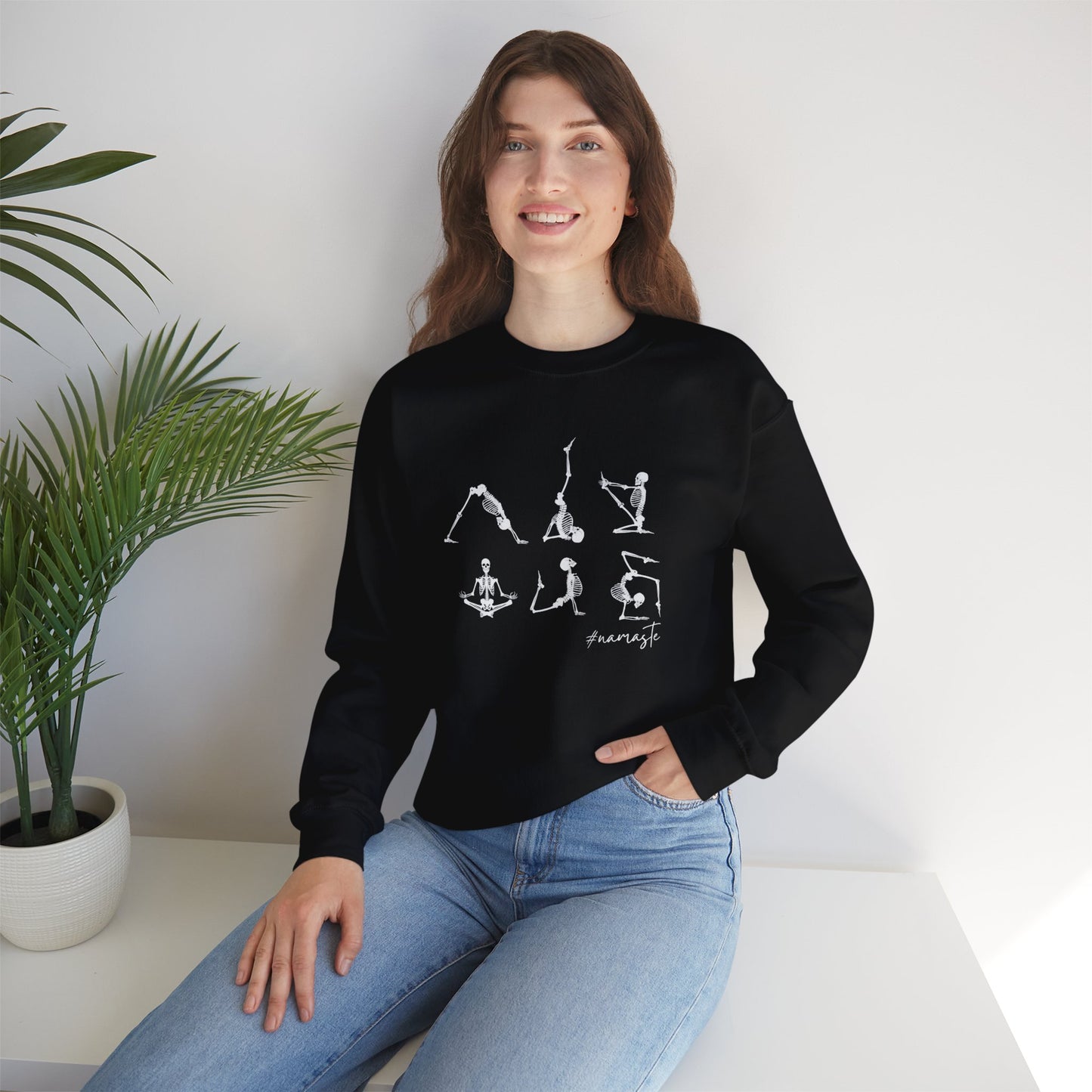Halloween-Skeleton Yoga-Unisex Crewneck Sweatshirt