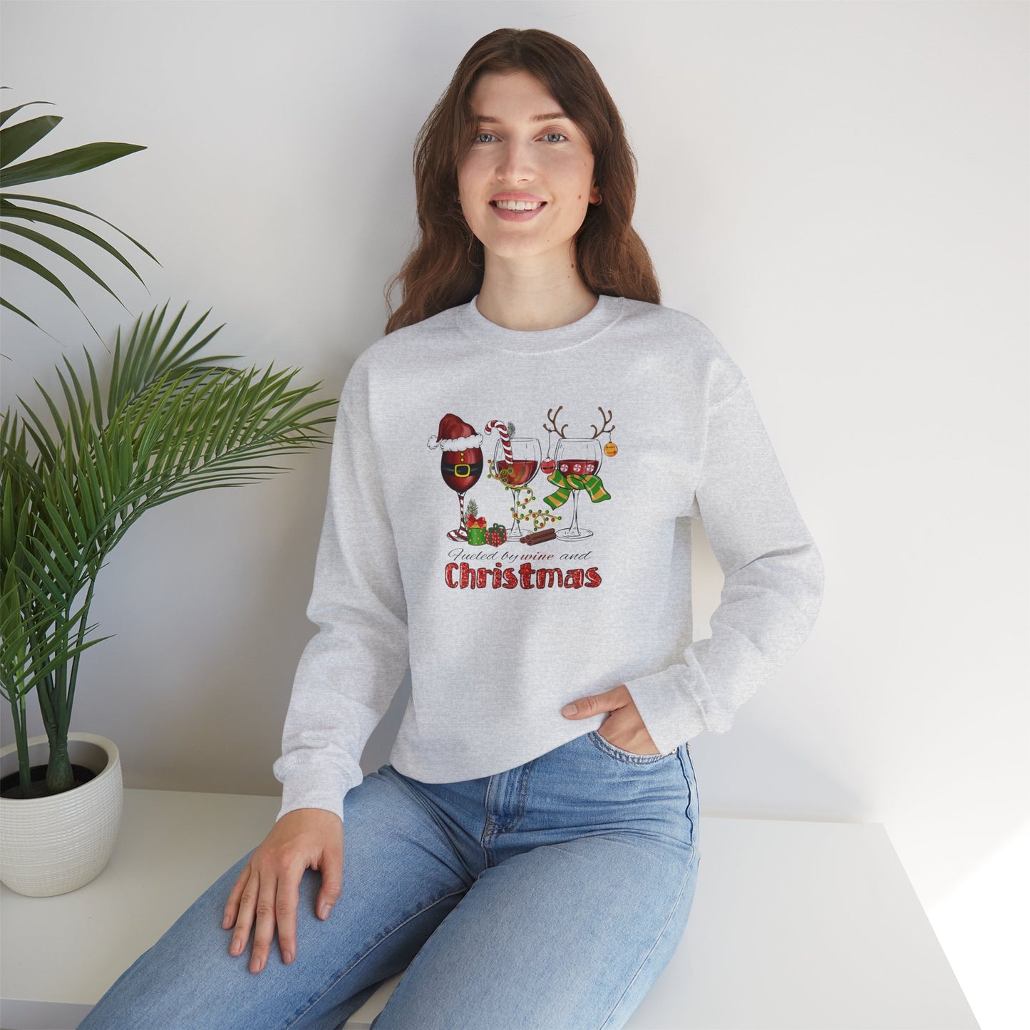 Fueled by Wine and Christmas Crewneck Sweatshirt