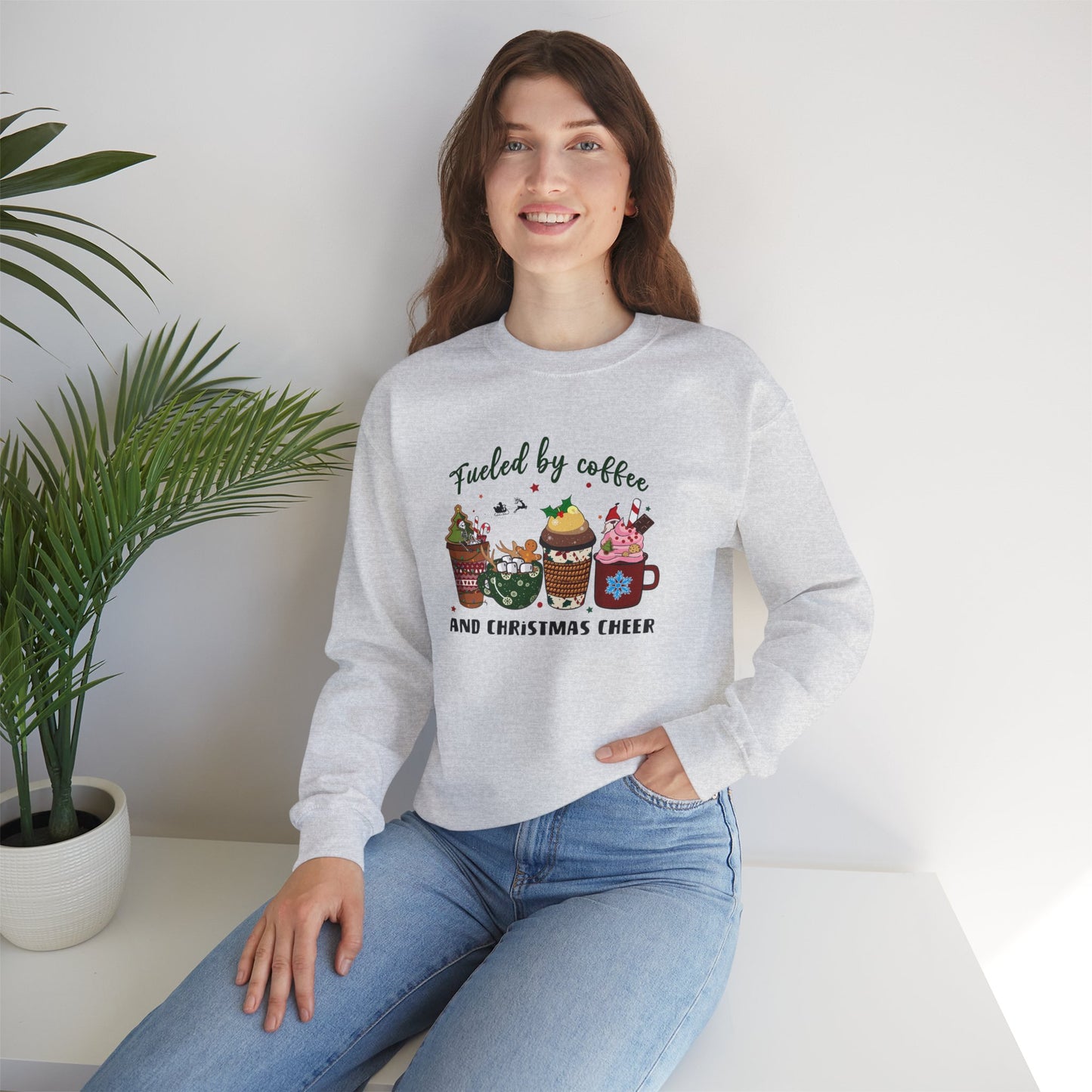 Fueled by Coffee and Christmas Cheer Crewneck Sweatshirt