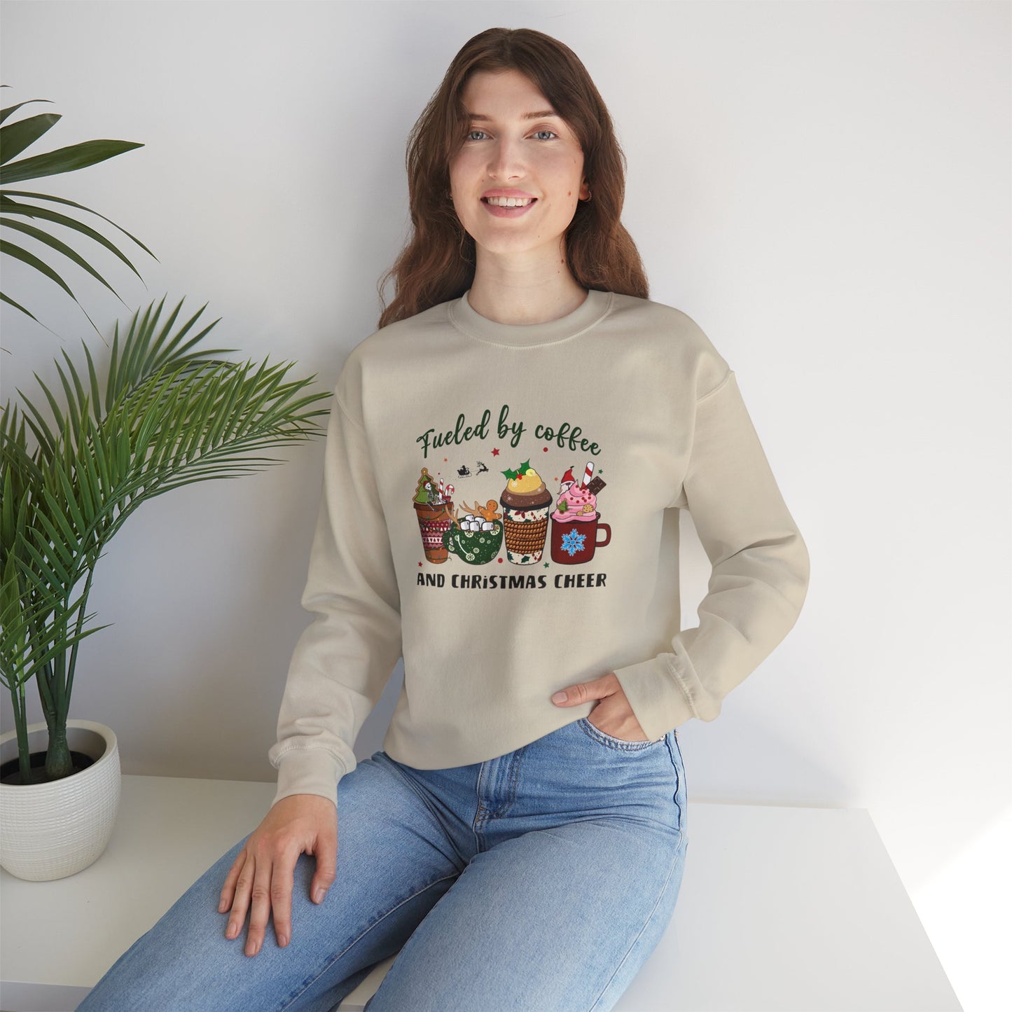 Fueled by Coffee and Christmas Cheer Crewneck Sweatshirt