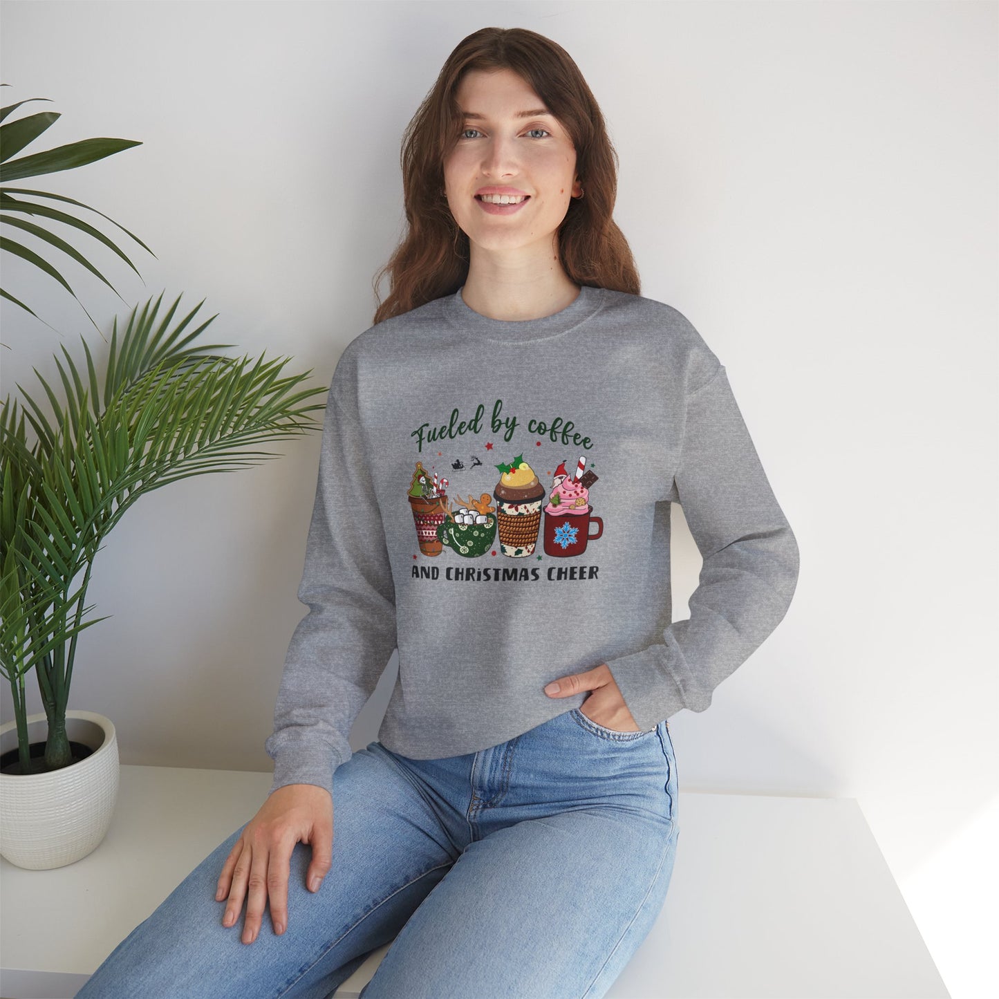 Fueled by Coffee and Christmas Cheer Crewneck Sweatshirt